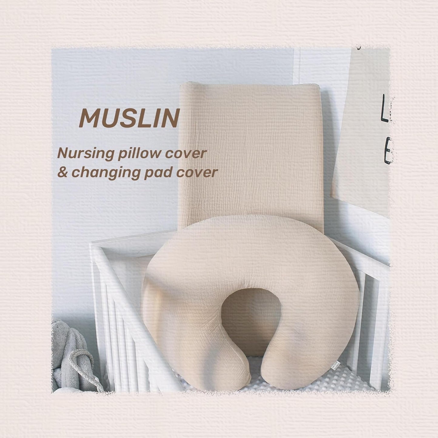 Owlowla Muslin Changing Pad Cover 2PACK,Soft Muslin Cotton Diaper Changing Pad Covers Changing Table Cover for Baby Boy Girl(Natural&Sage)