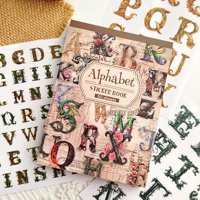 Alphabet & Number Stickers, 50 Sheets Vinyl Letters