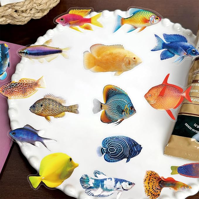 50PCS Clear Tropical Marine Life Ocean Stickers PET Fish Aesthetic Sticker