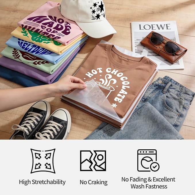 TECKWRAP Heat Transfer Vinyl for T-Shirts 33 Sheets 12"x12" Easy Cut & Weed |