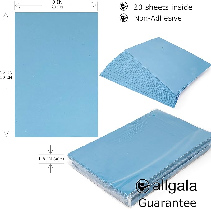 Allgala 20-Value-Pack EVA Foam Paper 8x12 Inch Sheets-Light Blue-CF85314