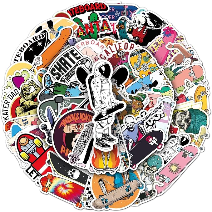 Cool Skateboard Stickers, Vinyl Waterproof Sticker Packs Bulk