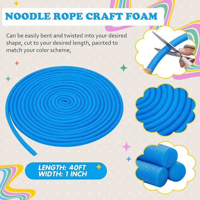 Frienda 1 Inch x 40 ft Blue Foam Noodles
