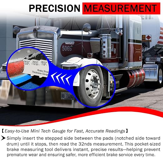 2Pcs Mini Tech Gauge 32nds Brake Pad Measuring Tool, 2-in-1 32ths-Labeled