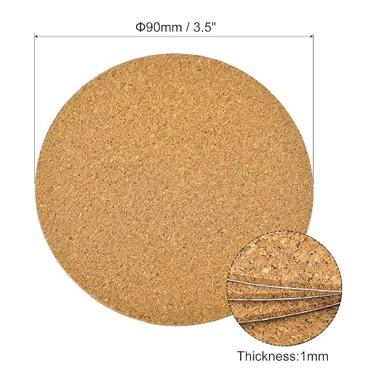 UXCELL 40 Pcs Self-Adhesive Cork Round, 3.5" x 3.5" Cork Tiles Backing Sheets