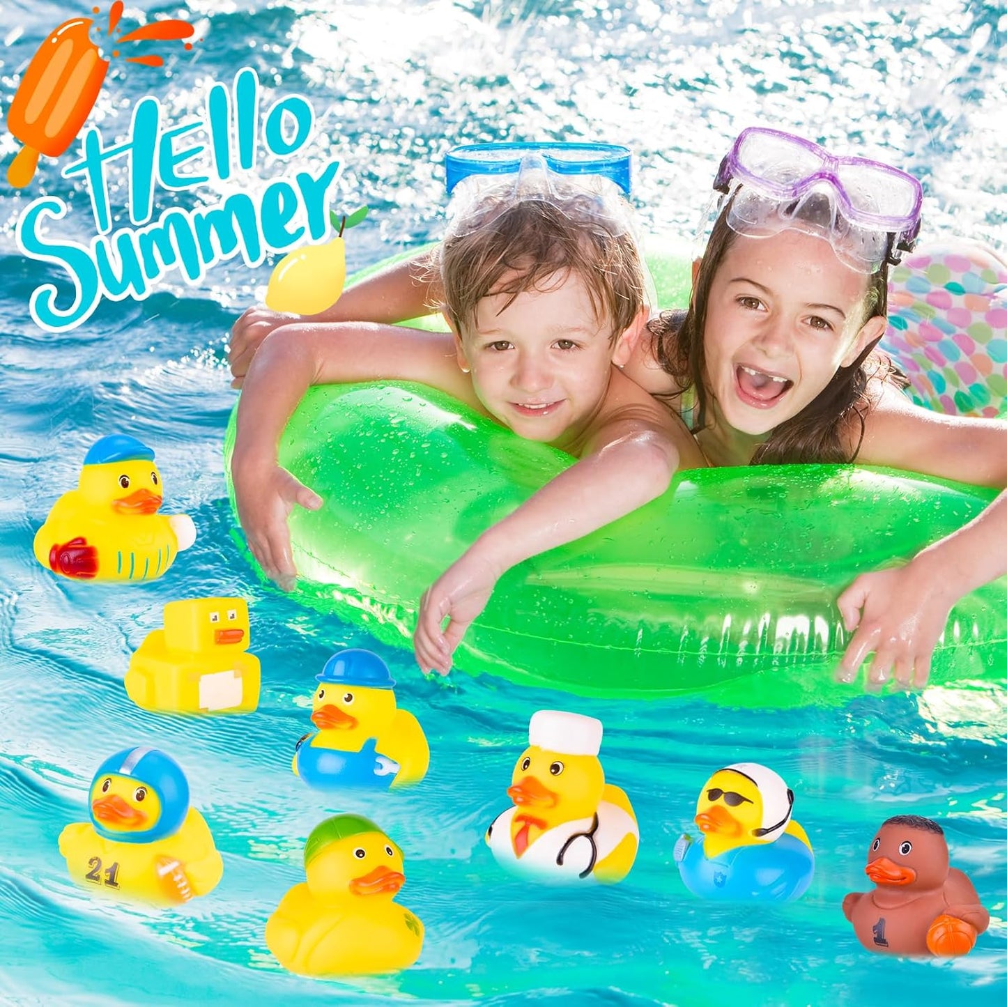 35 Packs Rubber Ducks in Bulk Assortment Jeep Ducks for Ducking, Small Rubber Duckies for Toddler Baby Bath Toys Floater Duck Bath Pool Toys Kids Party Favors with Mesh Carry Bag