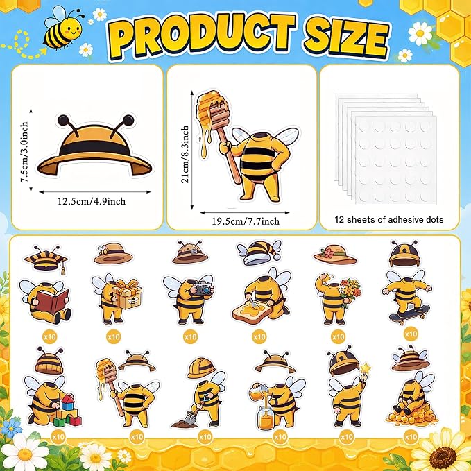 120pcs Bee Theme Cutouts Honey Bee Bulletin Board Decorations Back to School