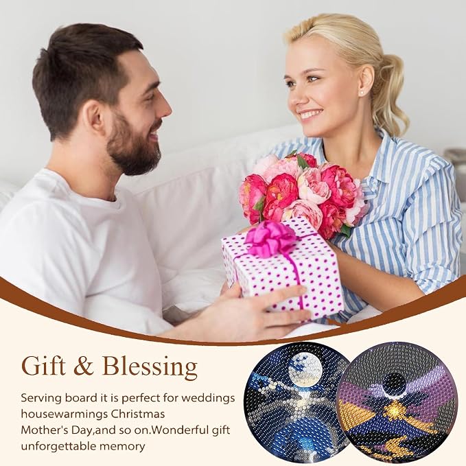 Gemozaic 8PCS Diamond Art Coasters Kit, Moon Night Landscape Diamond Painting