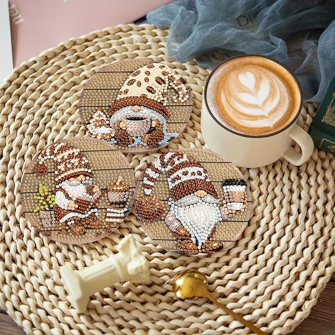 Clendo 8 Pcs 5D Diamond Art Coasters Kits