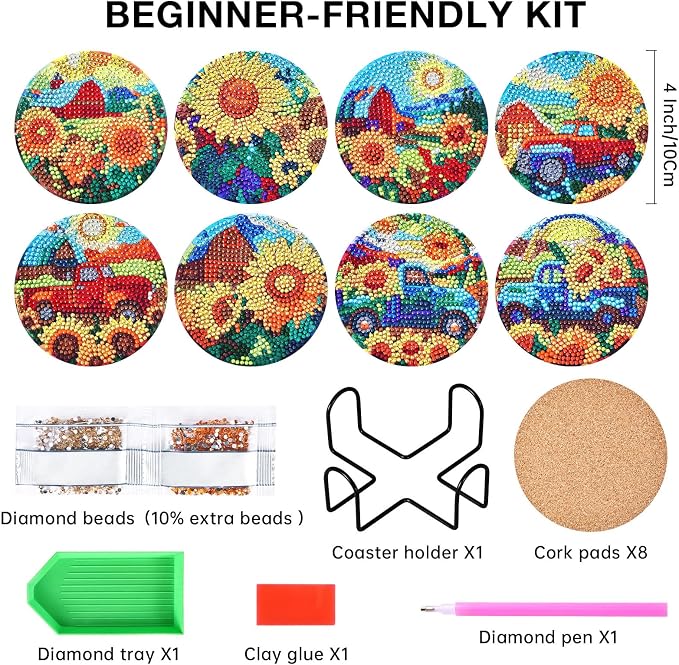 Flowers Diamond Art Painting Coasters Kit