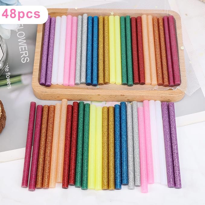 Manarty Glitter Color Hot Glue Stick, Adhesive EVA Glue Sticks Standard