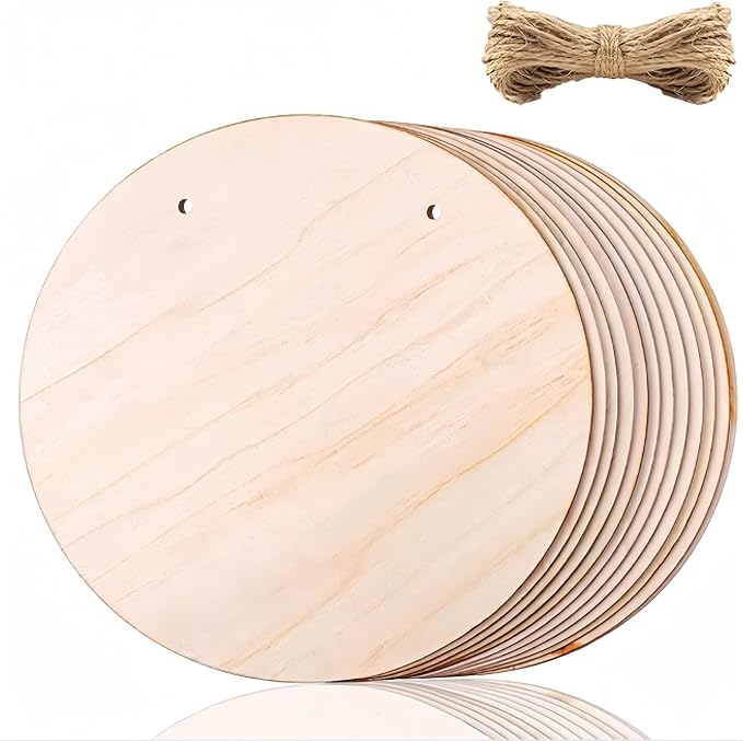 10 Pack Blank Unfinished Round Wood DIY Crafts Signs 2mm Basswood Sheets