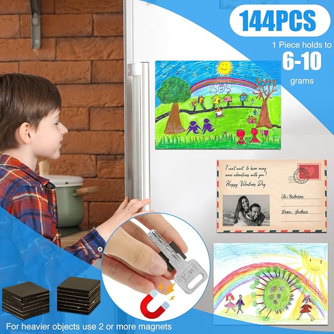 Magnetic Squares with Adhesive Backing, Self Sticky Pre-Cut Magnet Tape Strip