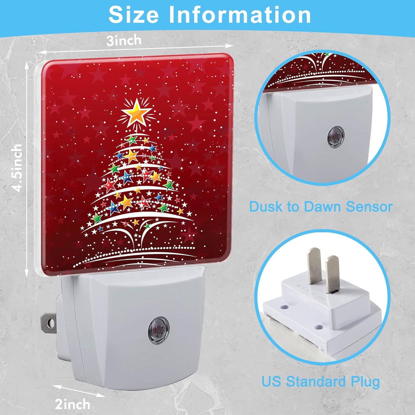 Christmas Tree Plug in Night Light with Auto Dusk to Dawn Sensor,Warm Night Lights for Boys Girls Bedroom Bathroom Hallway Kids Room Gifts