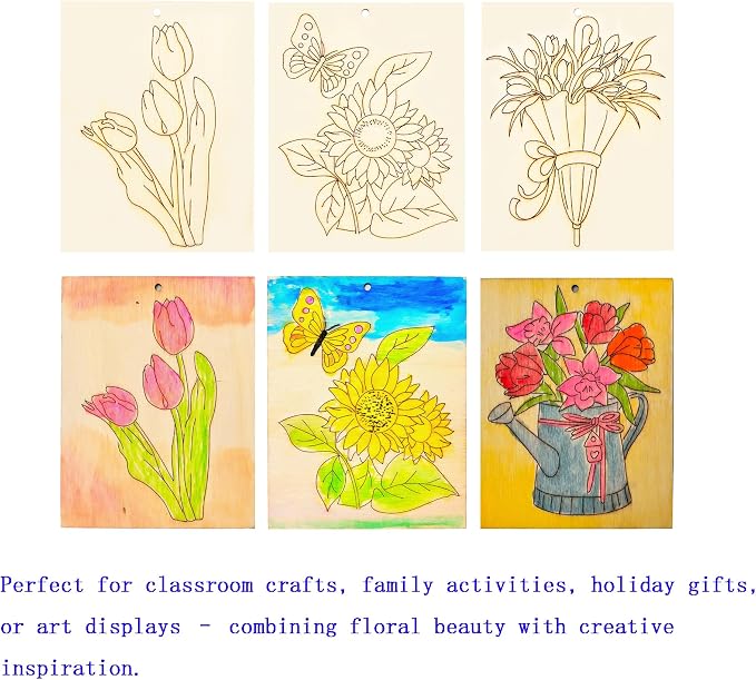 Piatoeke 16PCS 5.9×4.7in Unfinished Wood Craft to Paint, Fun Things to Paint