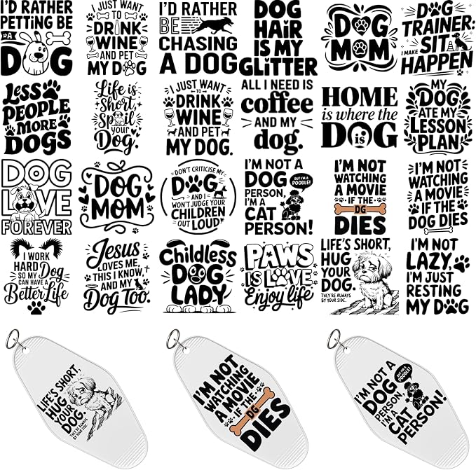 48PCS UV DTF Stickers Dog Quotes Transfer Sticker