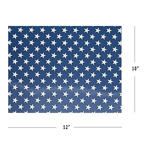 USA Iron On Flag Vinyl Sheets 6 Pcs 12'' x 10', Fourth of July Patriotic Navy