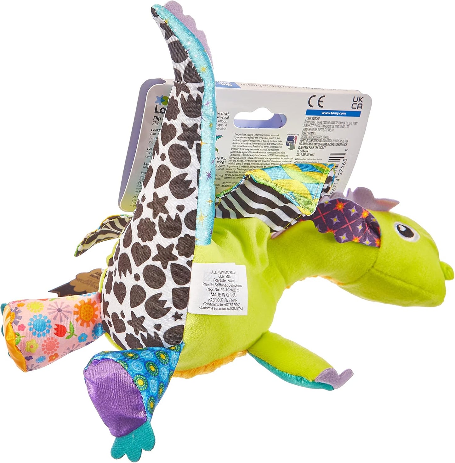Lamaze Clip On Car Seat and Stroller Toy - Flip Flap Dragon - Crinkle Car Seat Toys and Stroller Toys - Sensory Toys for Babies - Travel Toys for Car - Infant Toys Ages 0 Months and Up