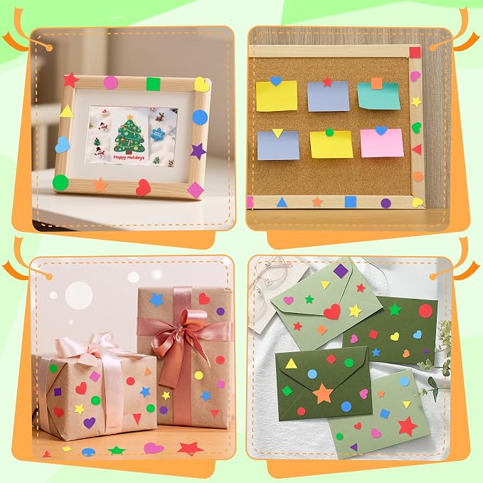 1600Pcs Foam Stickers, 8 Colors Foam Shape Stickers