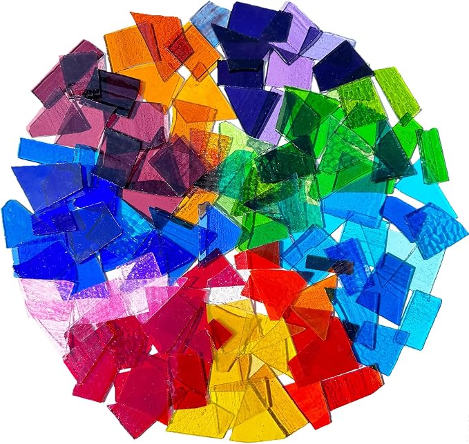 Colorful Stained Glass Scraps, Transparent Glass Mosaic Tiles