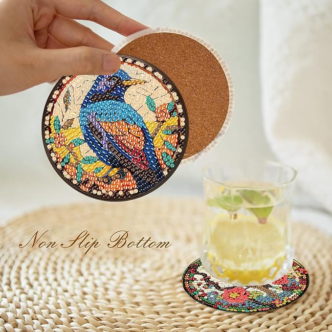 Axquilon 8 Pcs Birds Diamond Art Coasters Kit