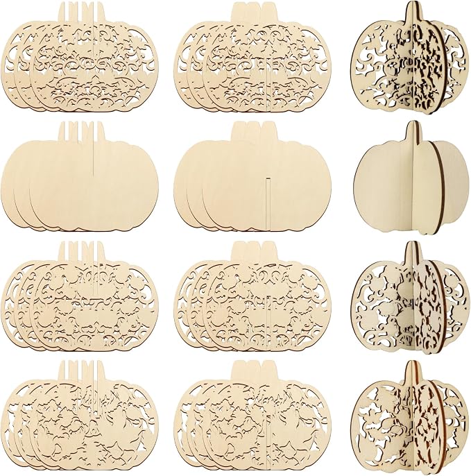 COCHIE DIY 3D Fall Pumpkin Wood Crafts to Paint