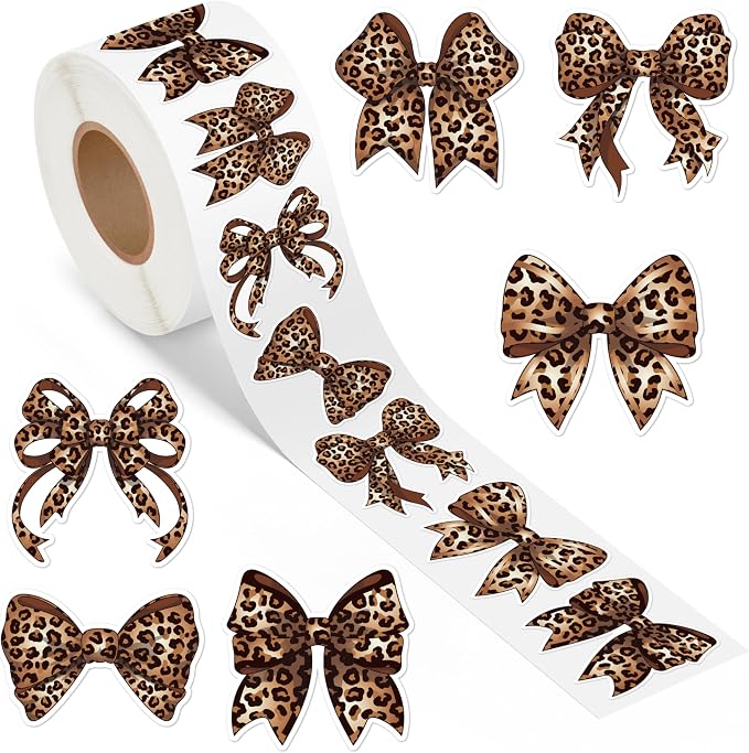 Trendy Cheetah Bow Stickers