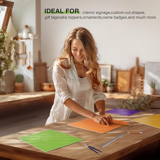 Rowood 7 Pack Rainbow Colored Plywood Sheets, 3mm Multi Thin Unfinished Wood