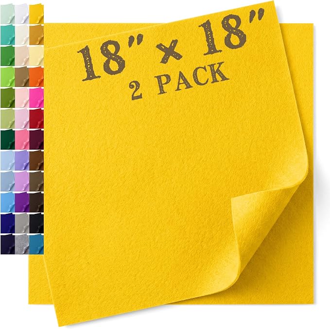 Felt Fabric Sheet 18 x 18 Inch, 1.6mm Thick | Soft and Flexible Nonwoven