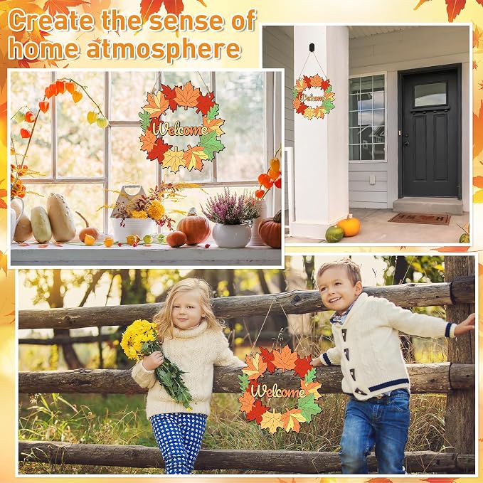 Unfinished Fall Wreaths Wood Crafts to Paint Set of 3, Unfinished Wood Cutouts