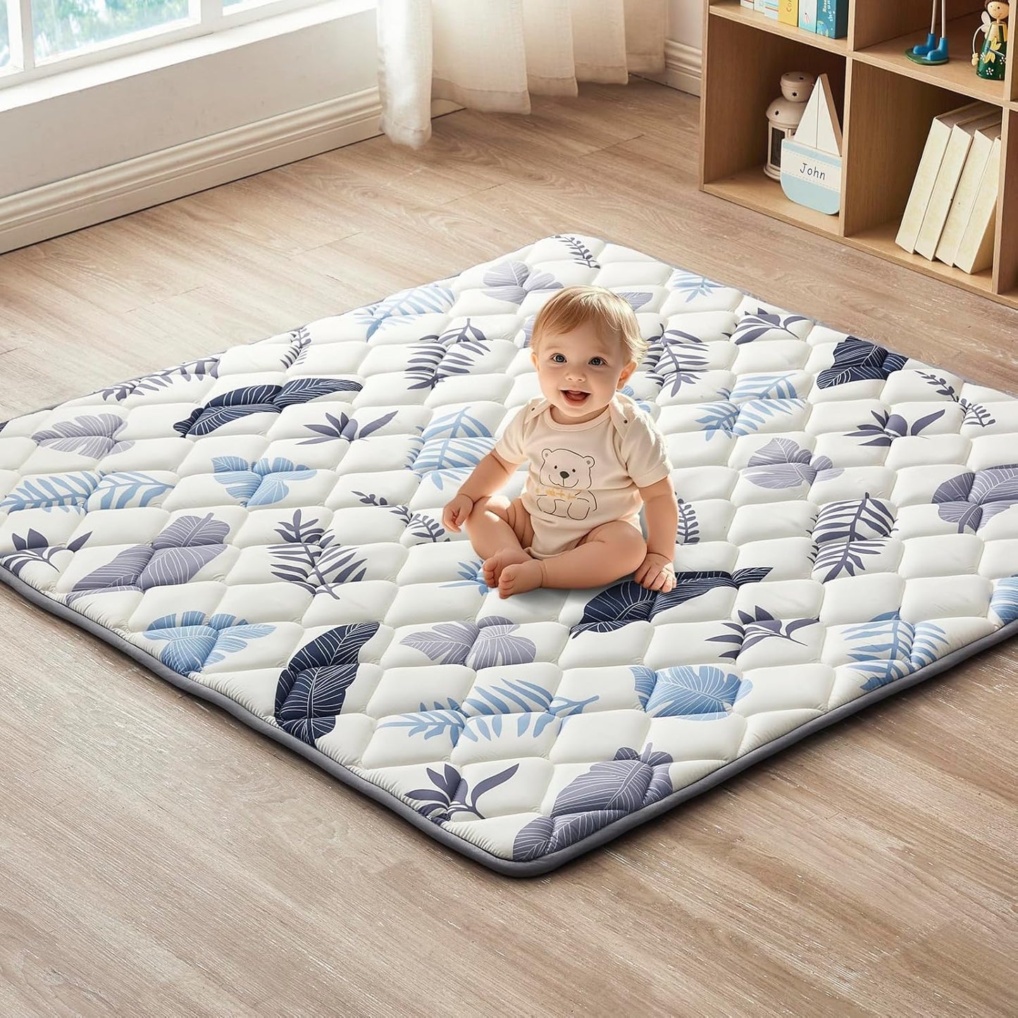 Baby Play Mat, Non-Slip Baby Mat for Floor, Soft Thicker Playpen Mat, Portable Playmat, Crawling Mat for Babies, Toddlers & Infants to Play and Learn（ 43"x43"）