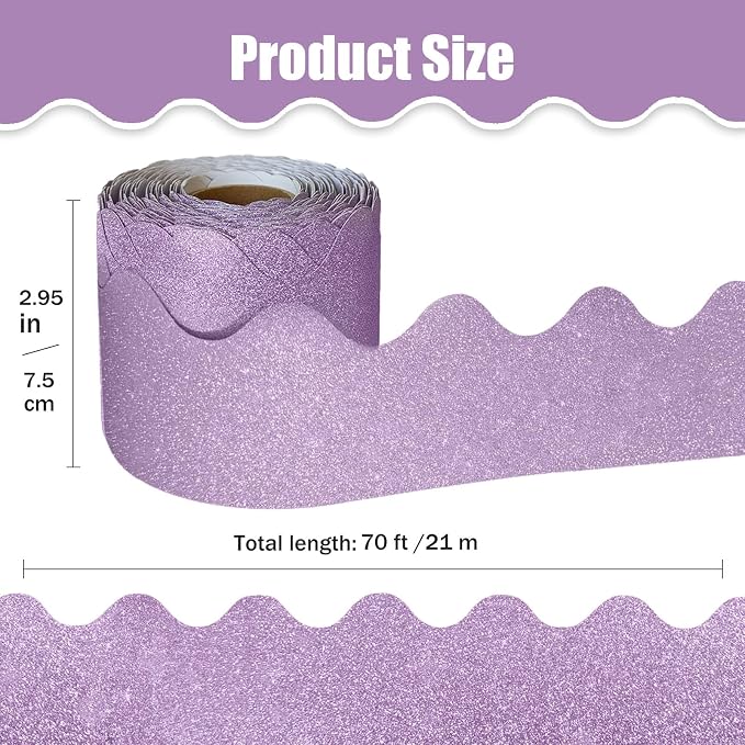 70Ft Shine Bulletin Board Borders，Scalloped Poster Boards Decorations Trim