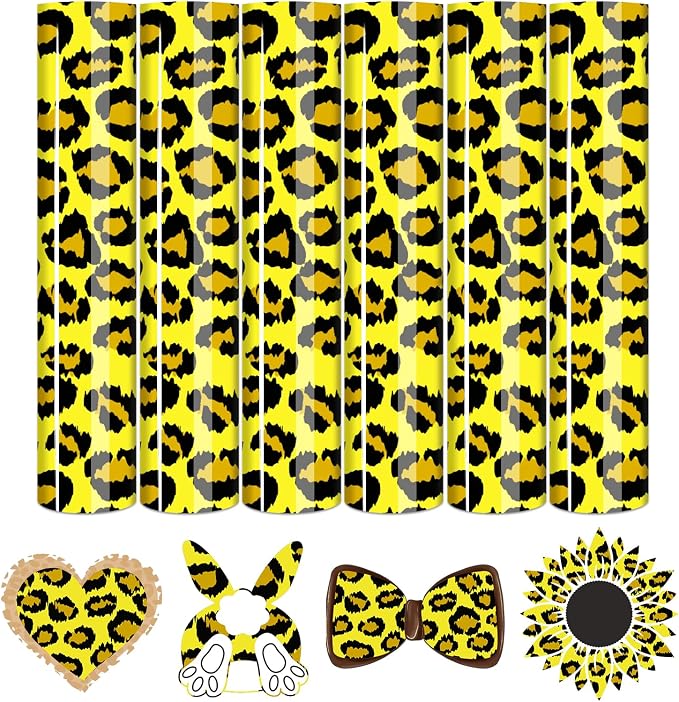 Tintnut Yellow Leopard Heat Transfer Vinyl, easy cut & weed, stretch washable