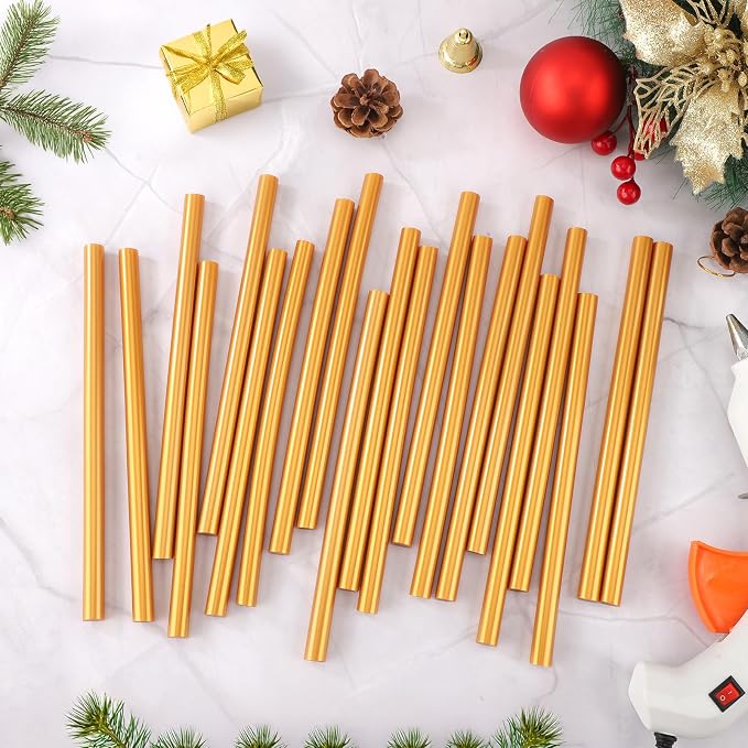 72 Pack Metallic Gold Hot Glue Sticks, Wedding Cards, Decoration, Car Dent