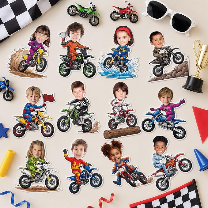 120pcs Motorcycle Avatar Cutouts Motorcycle Bulletin Board Decorations Back to