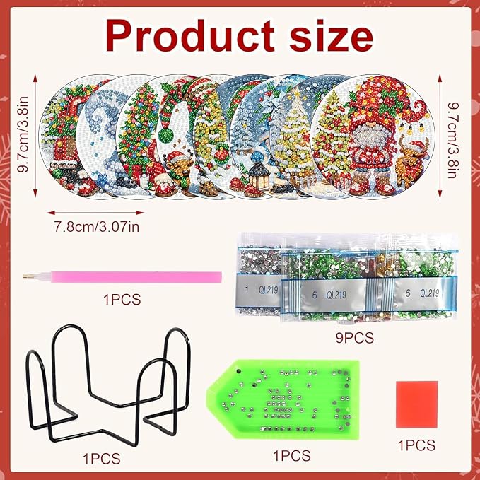 Axquilon Christmas Diamond Art Coasters Kit