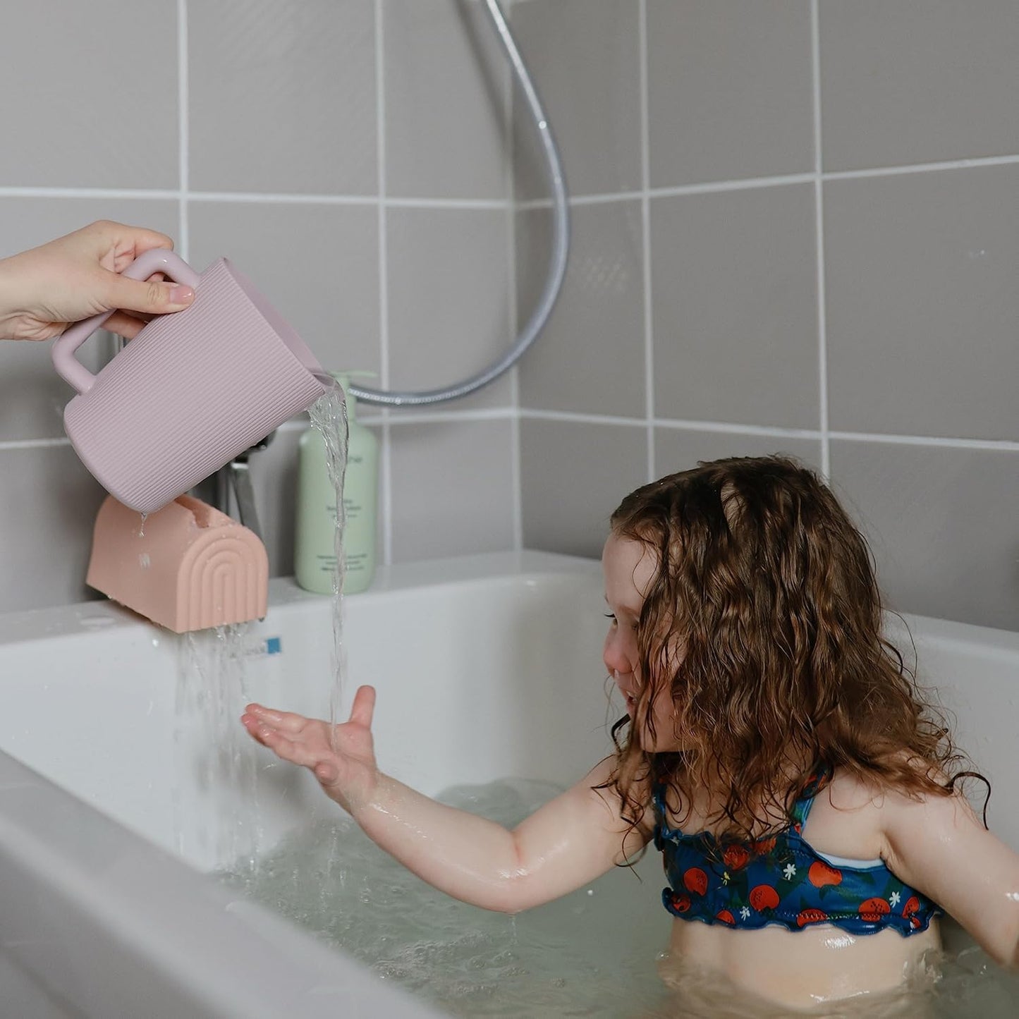 mushie Baby Bath Rinse Cup | 100% Food Grade Silicone | Shampoo & Body Washing Rinser Cup For Kids (Blush)