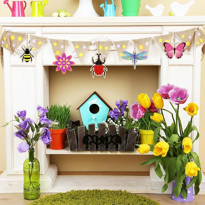 36PCS Wooden Spring Ornaments to Paint, 6 Styles DIY Blank Unfinished Wood