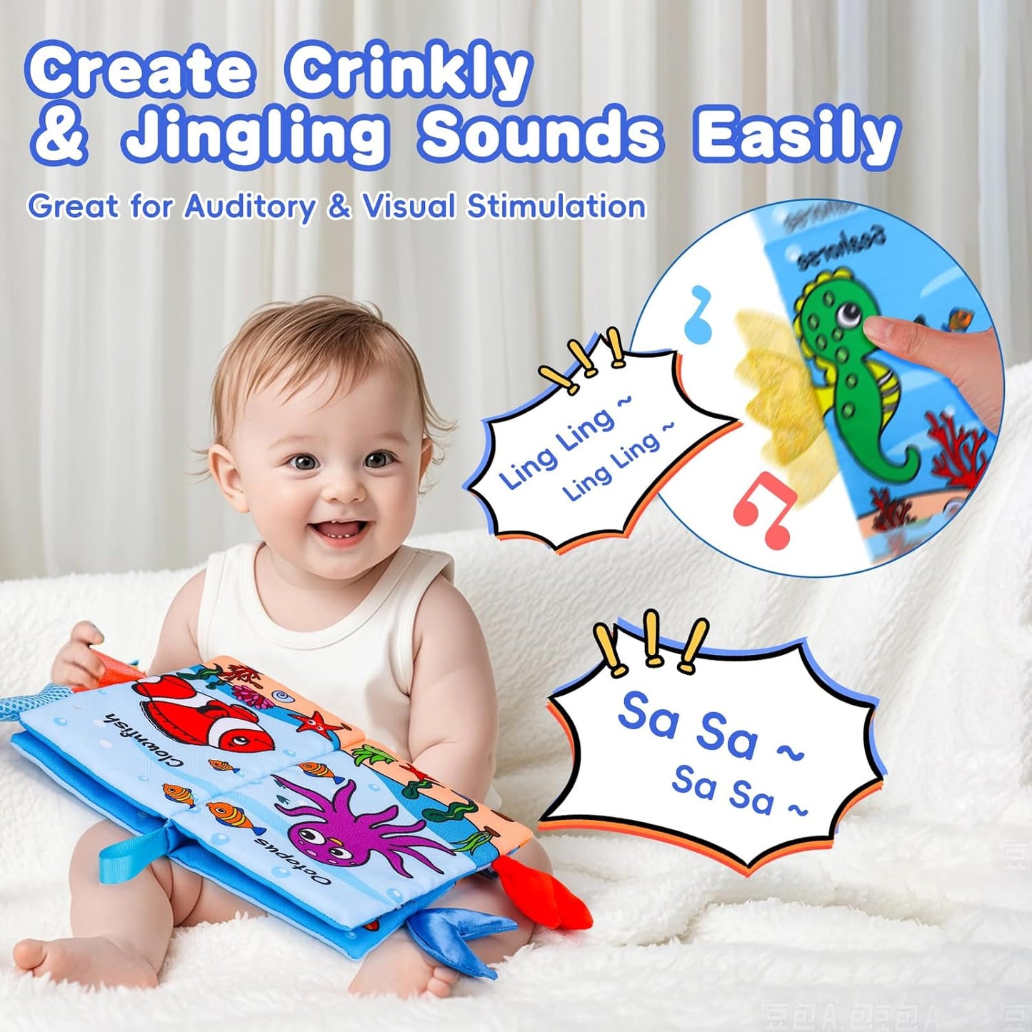 2PCS Baby Books 0-6 Months Infant Toys 0-3 3-6 6-12 Months Baby Tummy Time Sensory Toys 3 4 5 6 Month Newborn Must Haves Crinkle Touch Feel Busy Soft Books for Babies Boys Girls Christmas Shower Gifts