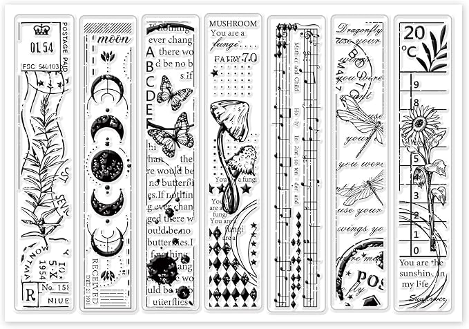GLOBLELAND Vintage Scrapbooking Bookmarks Clear Stamp Flower Butterfly