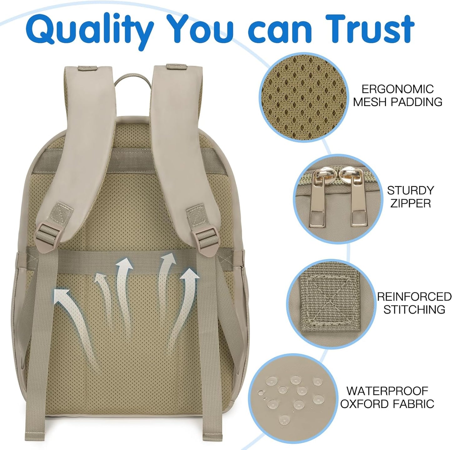 KABAQOO Baby Diaper Bag Backpack, Waterproof Diaper Backpack for Mom & Dad with Changing Pad, Insulated Pockets and Stroller Straps, Baby Shower Gifts for Girls & Boys, Brown Taupe