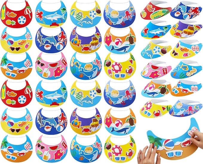 36Pcs EVA Foam Visor Summer Crafts Sun Hat Crafts Kits DIY Beach Sun Visor Hat
