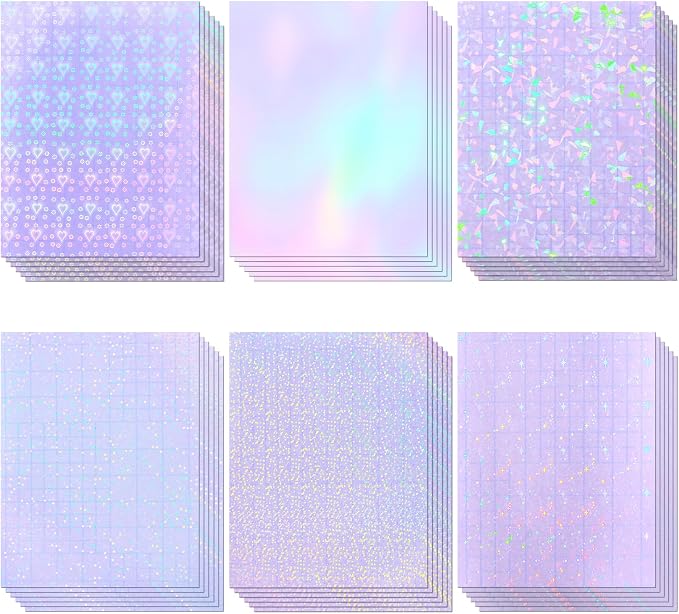 36 Sheets Holographic Laminating Sheets Clear Self Adhesive Sticker Paper |