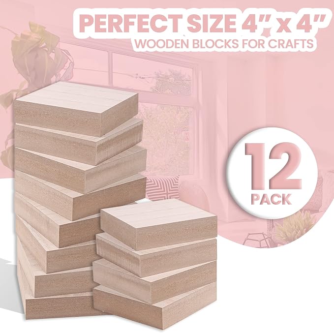 - 4” x 4” Wooden Blocks for Crafts