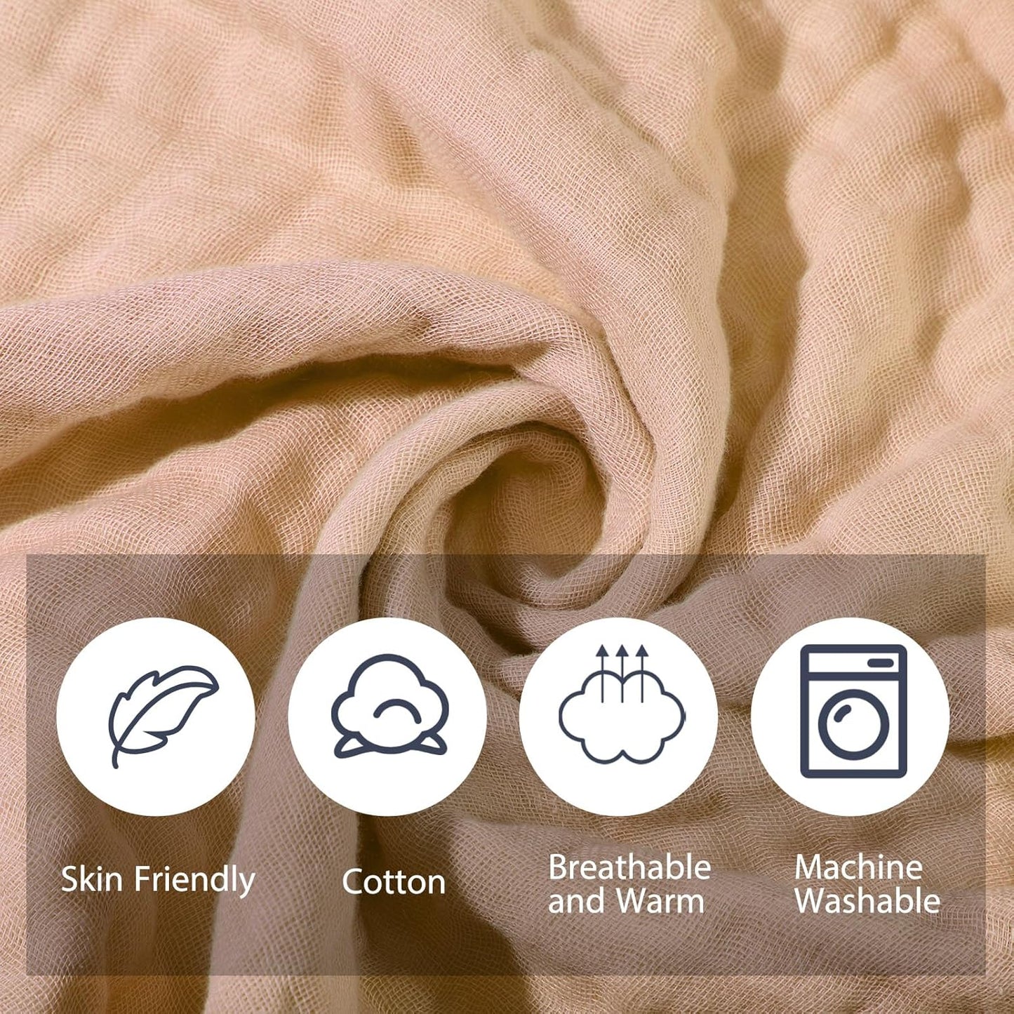 VitalCozy 6 Pcs Baby Muslin Hooded Bath Towels and Washcloths, 32 x 32 Inch Muslin Cotton Hooded Baby Towels Absorbent Hooded Blankets for Gift Newborn Infant Shower (Brown,Coffee)