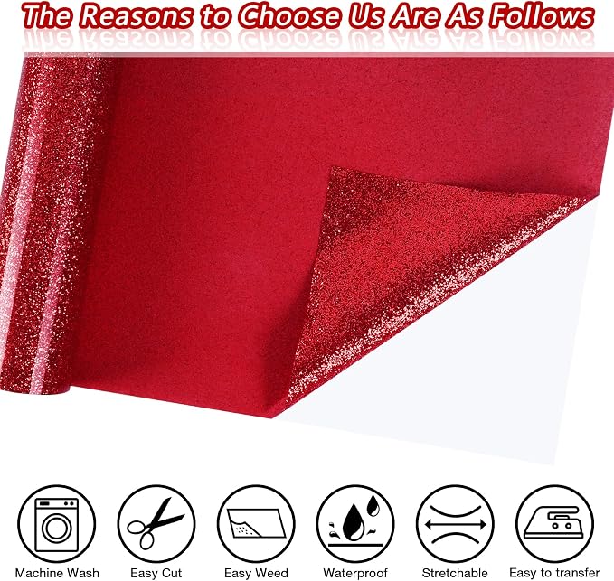 TORC Red Glitter HTV Red Heat Transfer Vinyl HTV Rolls