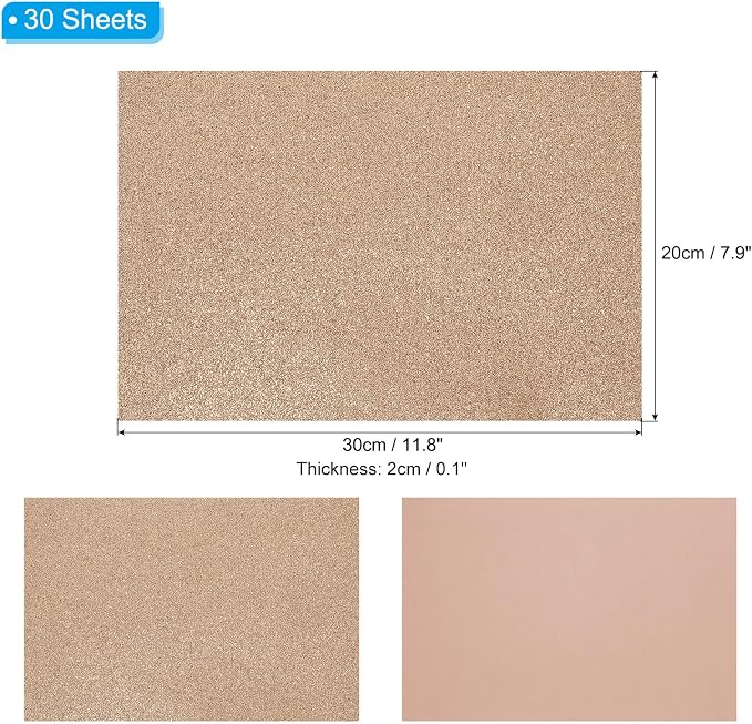 PATIKIL 30Sheets Brown EVA Glitter Foam Sheet 11.8 x 7.9 Inch 2mm Thick