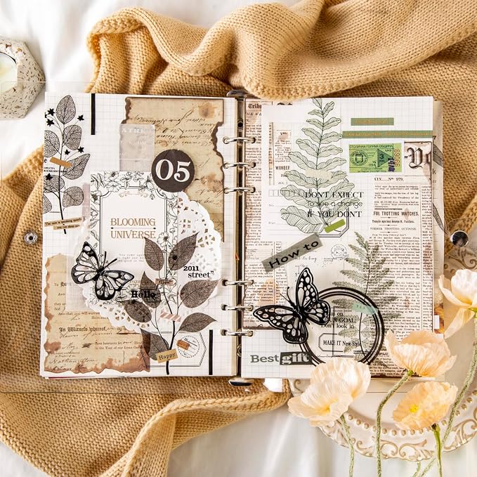 Yoksas 120Pcs Large Nature Plants Leaf Veins Stickers