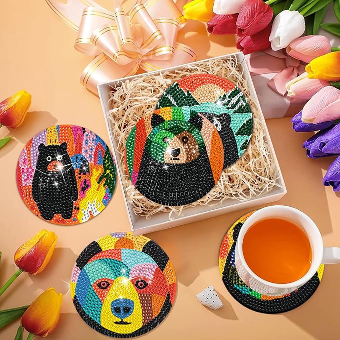 EWJRNSF 6 PCS Bruin Diamond Art Coasters DIY Kit