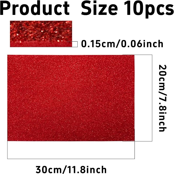 pson 10Pcs 7.8 x 11.8 Inch Shiny Self-Adhesive EVA Foam Sheets